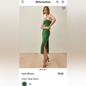 New! Green reformation midi dress size 6